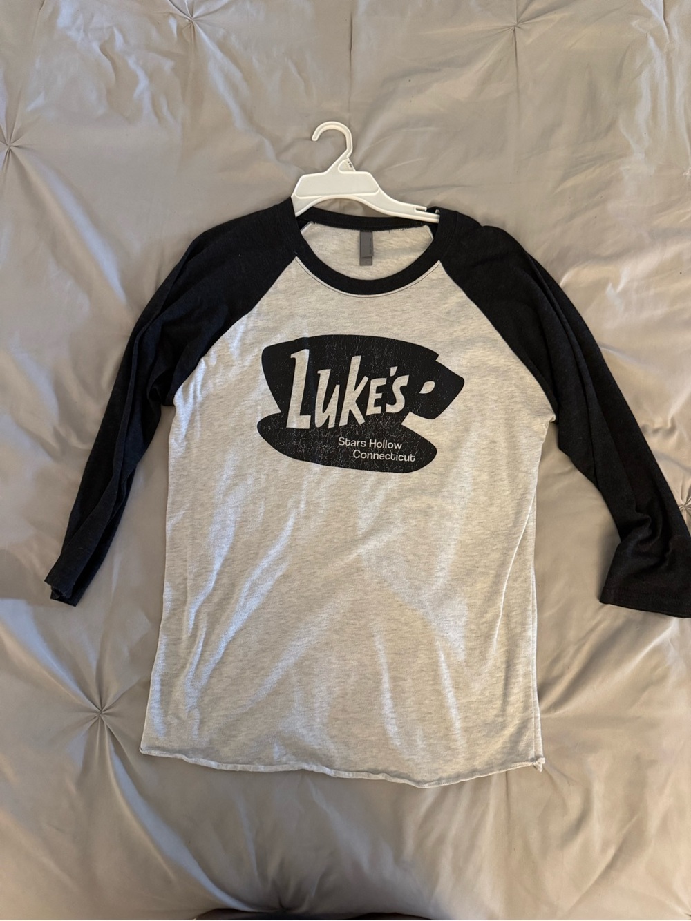 Gilmore Girls Luke's Diner Raglan Tee in Gray and Black